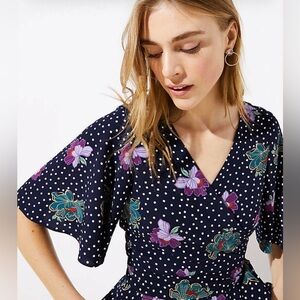 Ann Taylor Loft | Petite Floral Dot Wrap Blouse